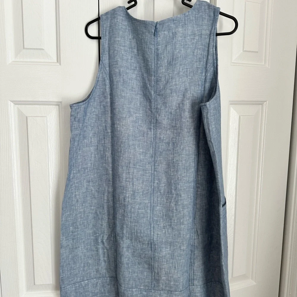 Sleeveless Linen Blue Dress - Picture 3 of 8
